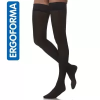 Чулки компрессионные Ergoforma 221 женские 2 класс компрессии с закрытым носком и кружевной резинкой полупрозрачные черные 