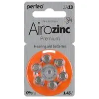 Батарейка для слуховых аппаратов Perfeo ZA13/6BL Airozinc Premium (6 шт, блистер)