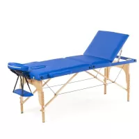 Стол массажный MET Comfort W3, артикул 18450, 3-х секционный складной на буковом каркасе с регулировкой высоты, синий
