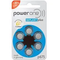 Батарейка для слуховых аппаратов Power One тип P675 implant plus (6 шт, блистер)