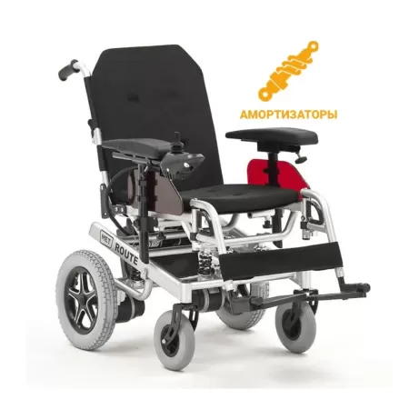 Кресло-коляска с электроприводом МЕТ ROUTE 14, амортизирующей подвеской и регулируемой шириной сиденья 43-55 см