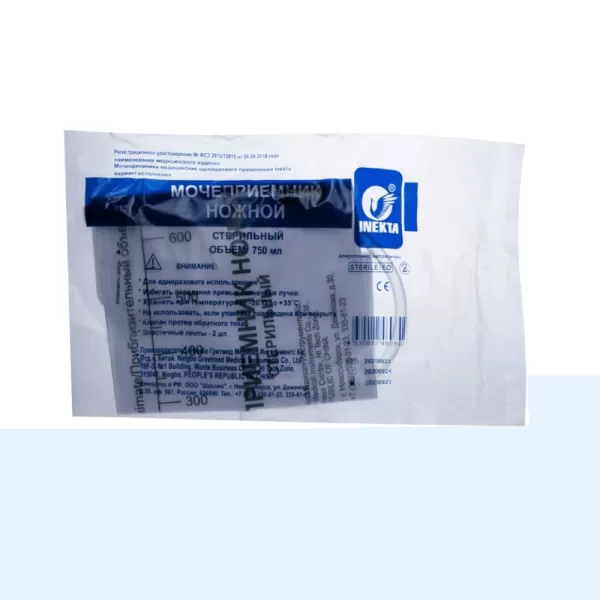 Мочеприемник INEKTA носимый ножной 750мл, длина трубки 30 см