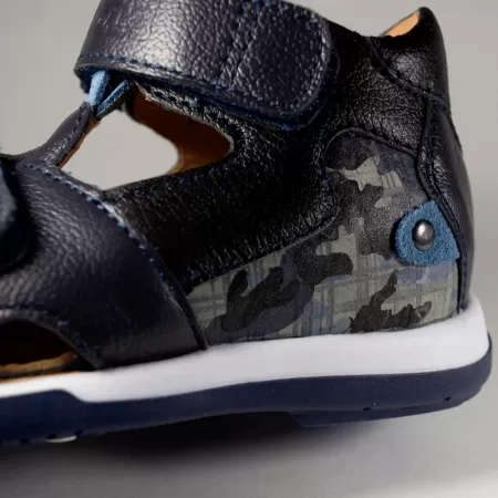 Сандалии ортопедические детские TWIKI TW-234-2 кожаные с закрытым носом цвет синий комбинированный 