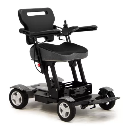 Кресло-коляска с электроприводом MET Compact Pro 4WS, артикул 20018, складная, с анатомическим сиденьем и системой подруливания задних колес