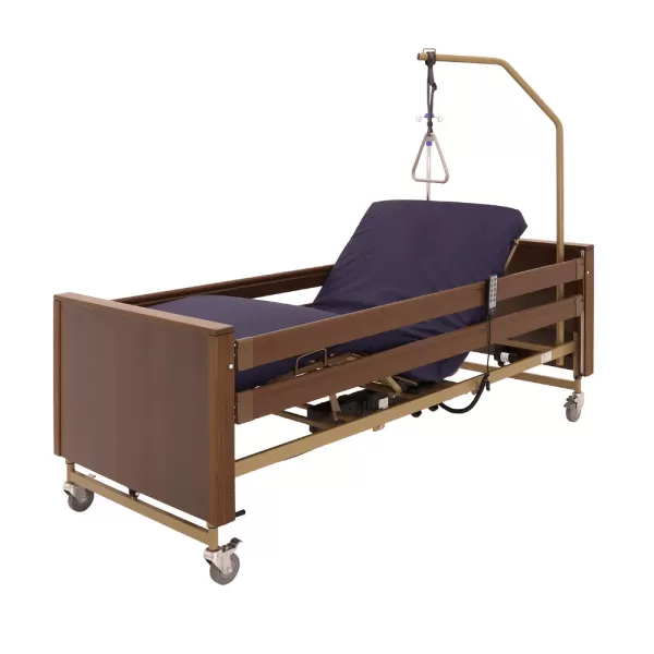 Кровать электрическая MED-MOS YG-1 ЛДСП коричневый с деревянными ламелями и регулировкой высоты