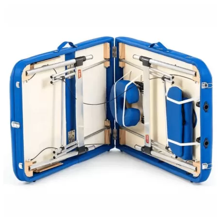 Стол массажный MET Comfort A3, артикул 18464, 3-х секционный складной алюминиевый, синий