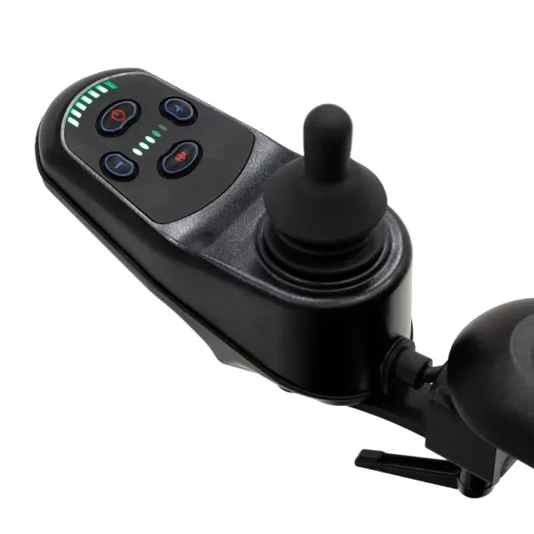 Кресло-коляска с электроприводом MET Compact Pro 4WS, артикул 20018, складная, с анатомическим сиденьем и системой подруливания задних колес