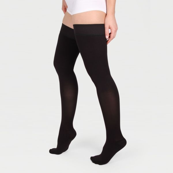 Чулки компрессионные IDEALISTA ID-300W унисекс 2 класс компрессии с закрытым носком и гладкой резинкой на широкое бедро цвет черный 